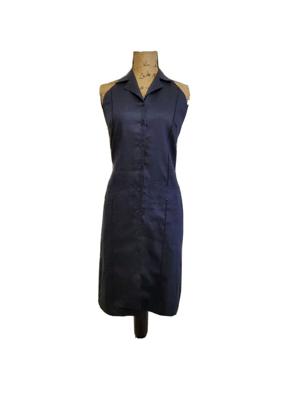 Alexandra Nicole Black Halter Dress Linen Size M Linen